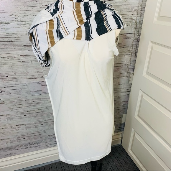 Azul By Moussy Shirt Dress Sz S White Coastal Striped Short Sleeves Midi Shif - Picture 9 of 13